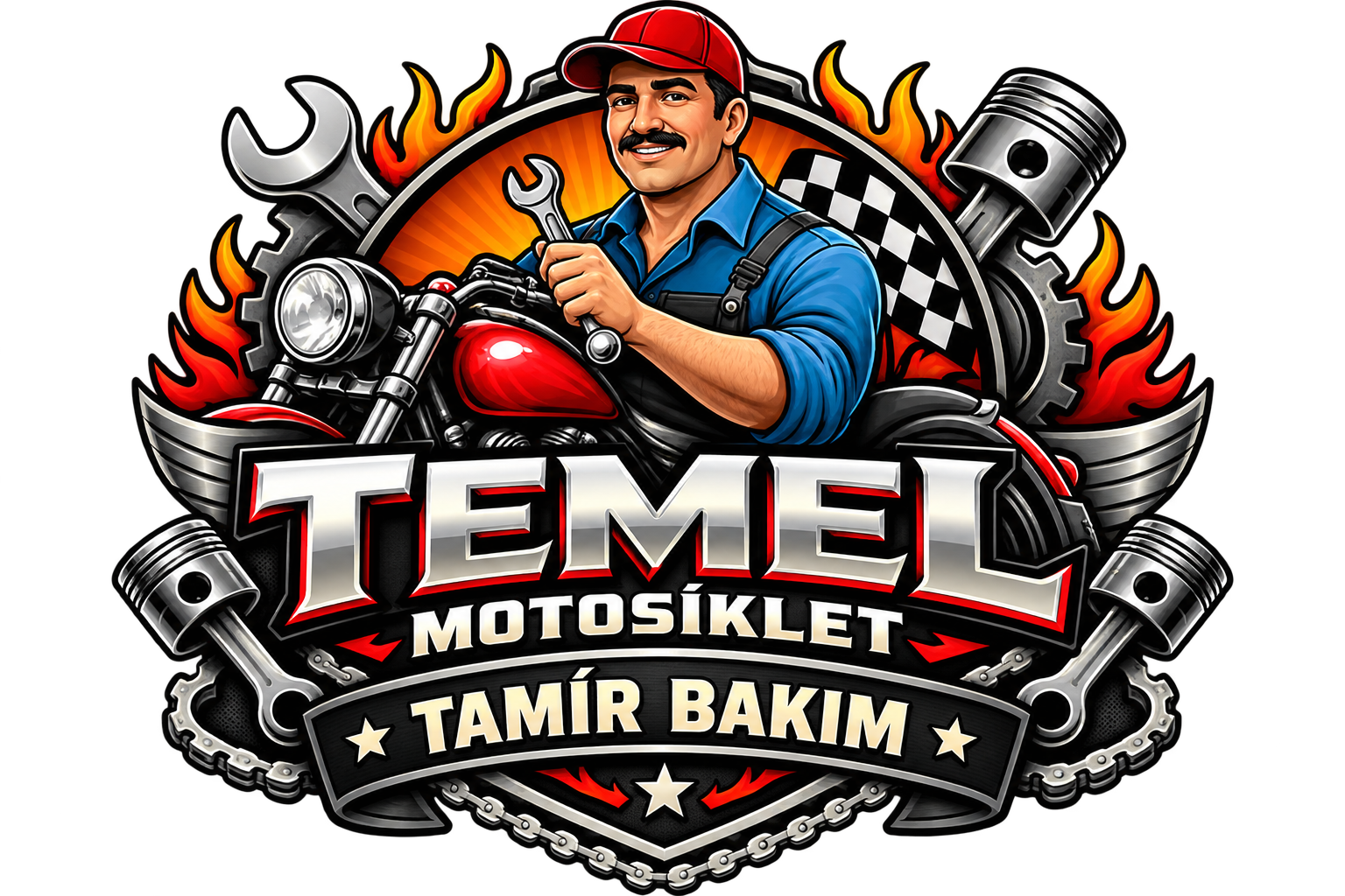 Temel Motors motosiklet tamir bakım logosu